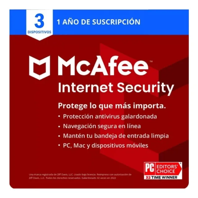 Mcafee® Internet Security 3 Dispositivos 1 Año