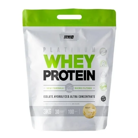 Suplemento Star Nutrition Platinum Whey Protein Sabor Banana Cream de 3kg