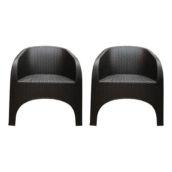 2 Sillones Plasticos Simil Ratan Apilables Reforzados Mateo