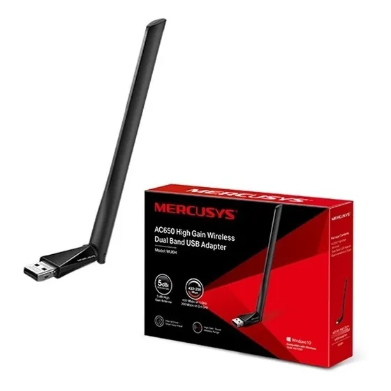 Receptor Wifi Usb Mercusys Ac650 Dual Band Mu6h Fibra Optica
