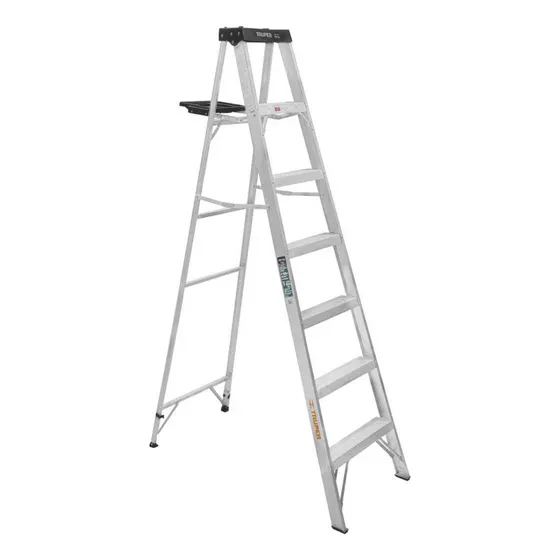 Escalera De Tijera Con Bandeja 6 Escalones Truper 10437 Color Gris