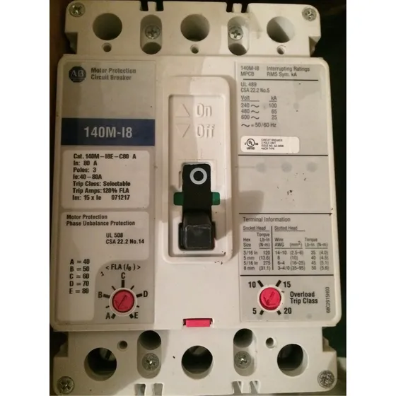 Breaker 80a Allen Bradley 140m-i8e-c80 140m-i8