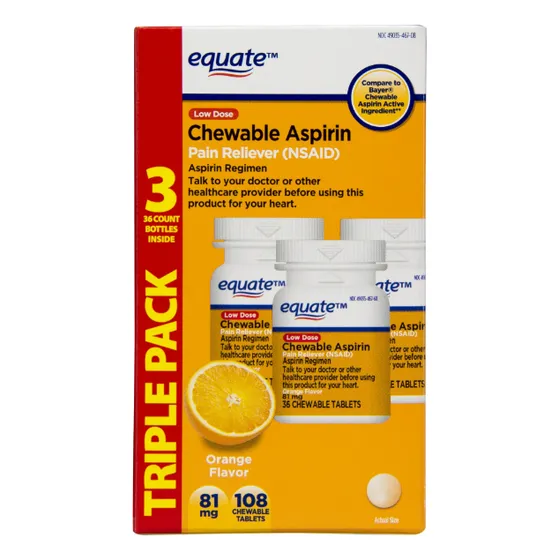 Aspirina 81mg Equate Masticable 108 Tabletas