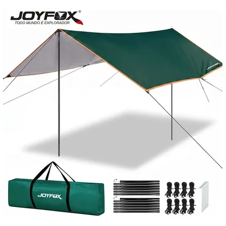 Joyfox Gazebo 5x3m barraca camping tenda portátil tela toldo verde claro Inclui dois postes de suporte