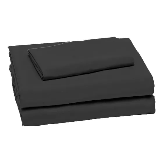 Sábanas Lisas Twin Textura Ultra Suave Juego X 3 Piezas Color Negro Diseño de la tela Liso