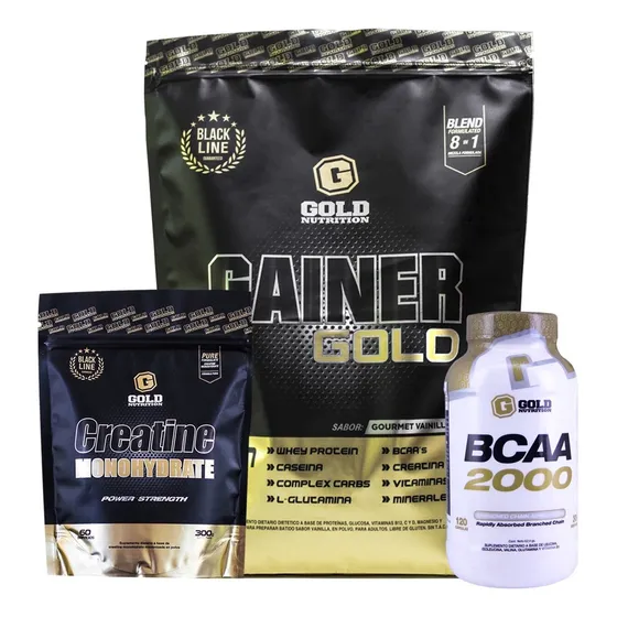 Muscle Mass + Creatina + Bcaa 2000 Fuerza Gold Nutrition