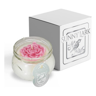 Sunny Lark Unique Pink Rose Flower Jar Candle | 3oz | Perfec Sunny Lark Unique Pink Rose Flower Jar Candle | 3oz | Perfec