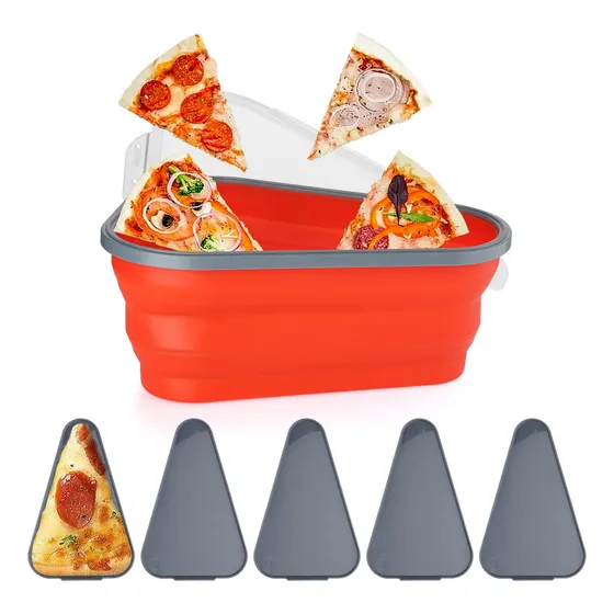 Delloz Pizza Contenedor Almacenamiento Cinco Bandeja Para