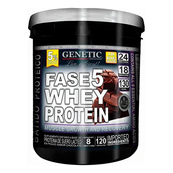 Fase 5 Whey Proteina Rapida Absorcion X 8 Libras - Genetic Sabor Chocolate