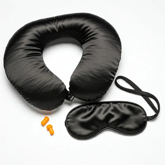Kit Viajero Almohada Inflable Tapón De Oídos Y Venda De Ojos
