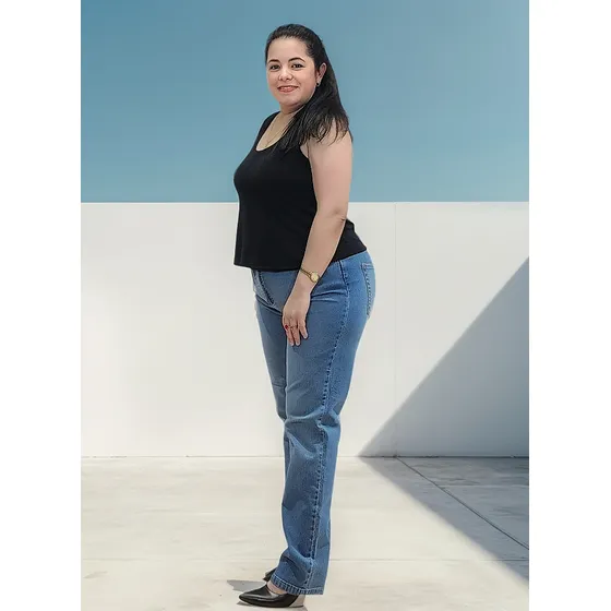 Pantalón Recto Jean Vaquero Clásico Talle Grande