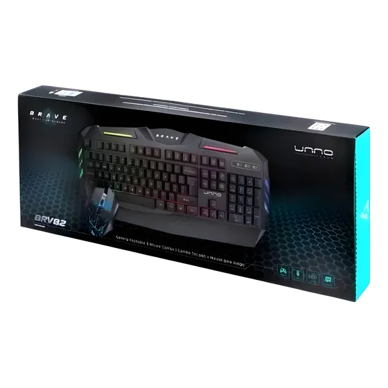 Kit Teclado Y Mouse Unno Tekno Brave Gaming Kb6782bk