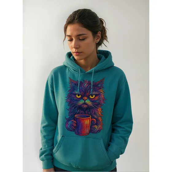 Polerón Unisex Gato Enojado  Diseño Exclusivo Y Original