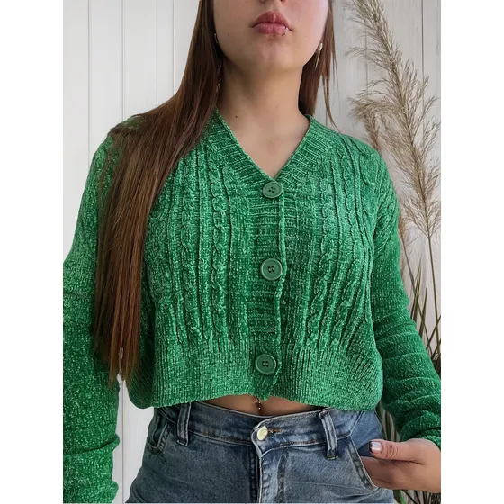 Saco Corto - Saquito Chenille Con Botones