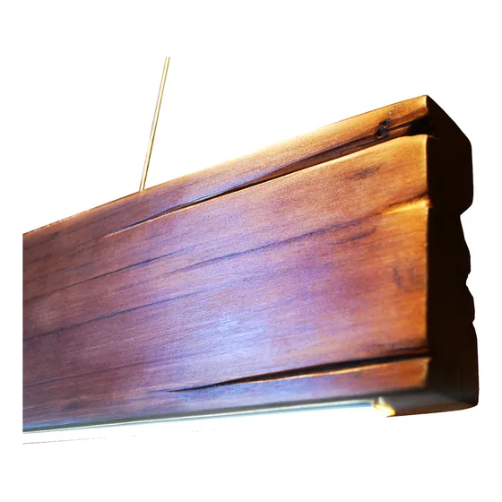 Lámpara Led Colgante Madera Artesanal 14w Luz Neutra 4000k