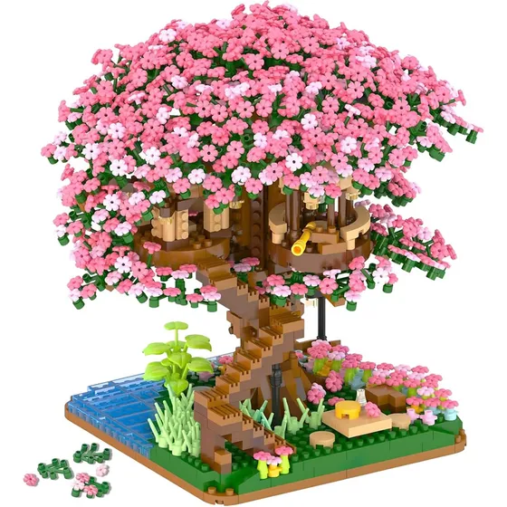Juego De Micro Bloques De Construcción De Estanque De Flor D