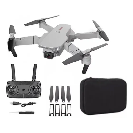 Dron E88 Con Cámara 4k Hd Control Remoto Color Gris