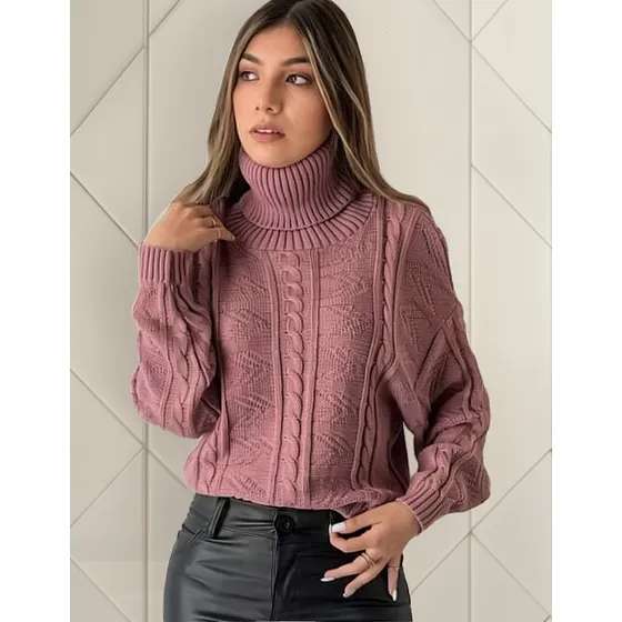 Saco De Algodon Tejido Cuello De Tortuga