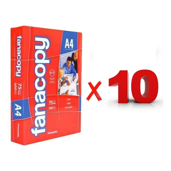 Resma Papel A4 Fanacopy 75grs. 500 Hojas X 10 Resmas