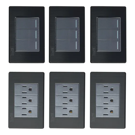 Kit De 6 Placas Apagador/ Conector 3 De 3 Para Casa