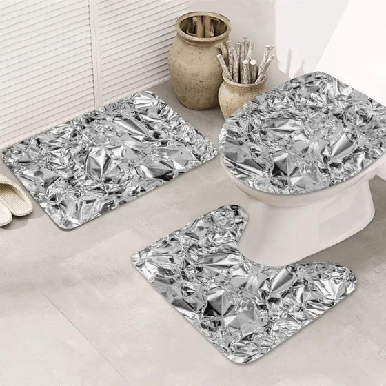 Alfombra Baño 3 Pieza Diseño Lamina Arrugada Cubierta