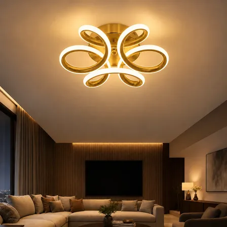 Luminária De Teto Moderna Com Seis Folhas, 3 Em 1 110v - 220v Dourado