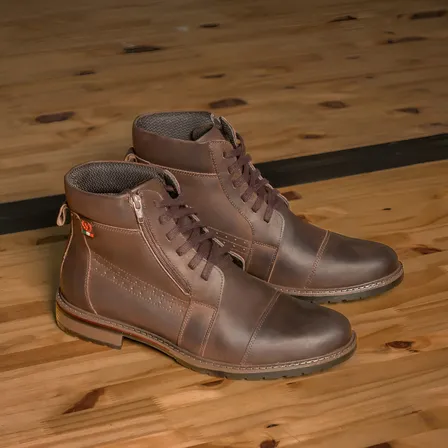 Bota Masculina Coturno Vittal Couro Legítimo Promoção Zíper