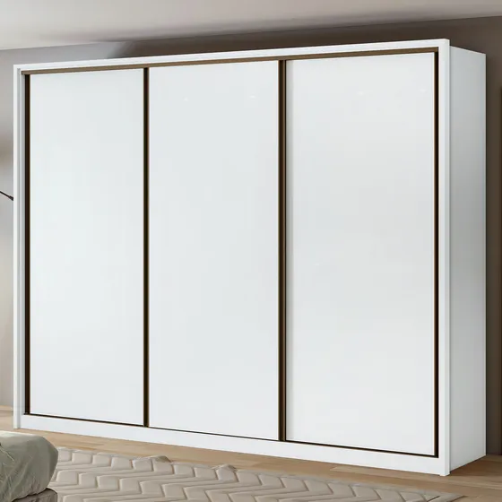 Guarda Roupa Casal Spazio 3 Portas de Correr 6 Gavetas Lopas Branco