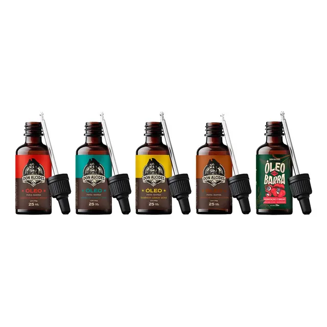 5x Óleo Barba Negra Calico Lemon Coffee Guaraná Don Alcides Fragrância Kit