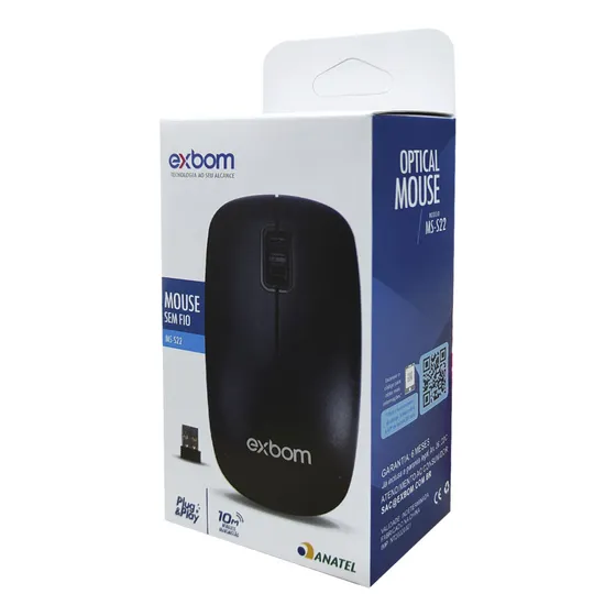 Mouse Exbom MSS22 Preto Ambidestro Sem Fio