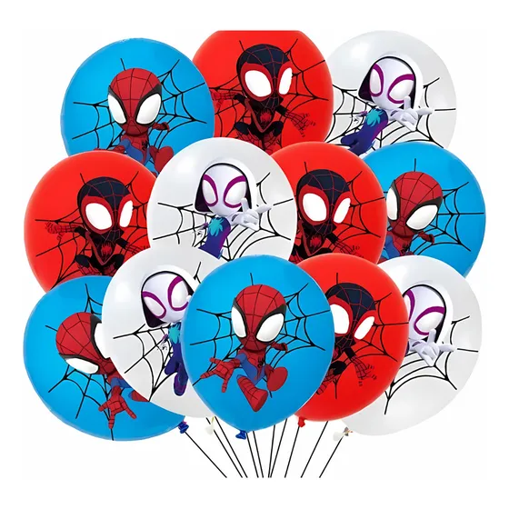 Bexigas Do Homem Aranha Decoração De Festa Spyderman Cor Vermelho Azul E Branco Homem Aranha / Sypyderman