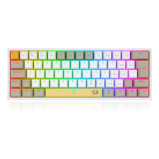 Teclado Mecânico Fizz Switch Brown Branco Cinza - K617rgb-wt