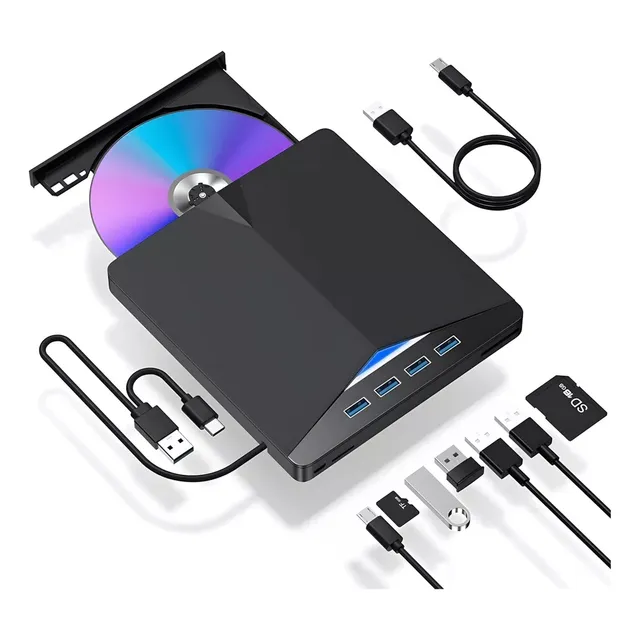 Lector Dvd Externo Quemador Cd Grabador Usb + Tipo C