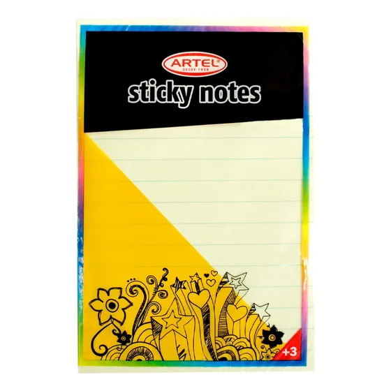 Notas Adhesivas Grandes Lineadas 9,8 X 15 Cm Fluor Neón Color Amarillas