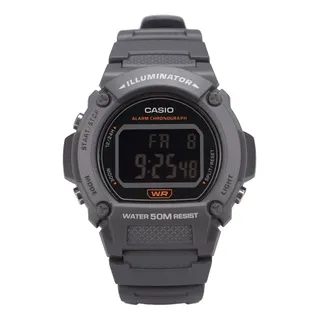 Reloj Casio Illuminator Display Negro Cronómetro 50m Color De La Correa Gris