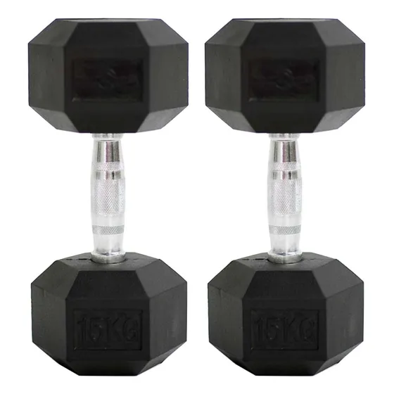 Pesas Mancuernas Hexagonales Sportfitness 15 Kg Set X 2 Gym Color Negro