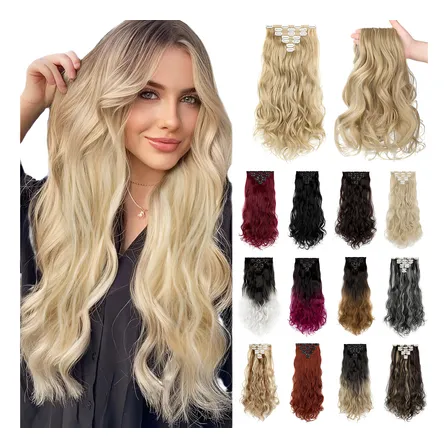 Extensiones De Cabello Con Clip 7 Piezas Cabeza Completa Color 22# Rubio Ceniza