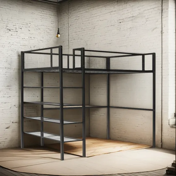 Cama Alta Estantes Hierro Fuerte Metal Desplegado Herreríaar