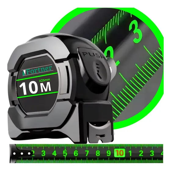 Trena 10 Metros Fita Métrica Profissional Fluorescente Aço Com Trava Retrátil Automática Autotrava 2