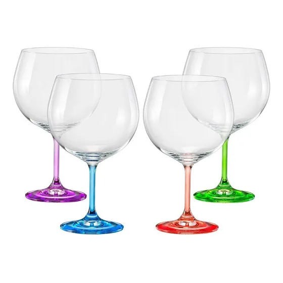 Copas Gin Tonic Cristal Bohemia Pie Colores 820ml Set X 4
