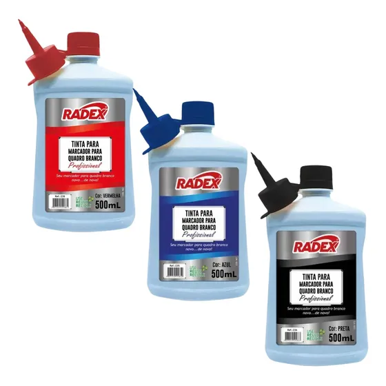 Tinta Marcador Quadro Branco Azul Preto Vermelho 500ml Radex