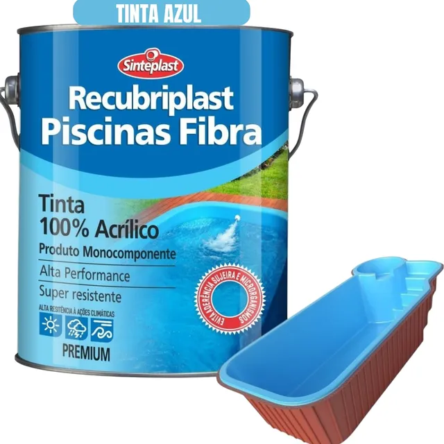  Recubriplast Tinta P/ Piscina De Fibra 3,6l Azul Rend 50m²