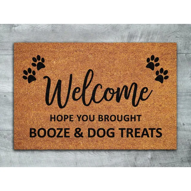 Tapete Para Puerta Texto Ingl «booze And Dog Treats» Franela