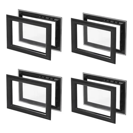Ventana Mirilla Negro Para Porton Ind 490x345x40mm 4 Pzs