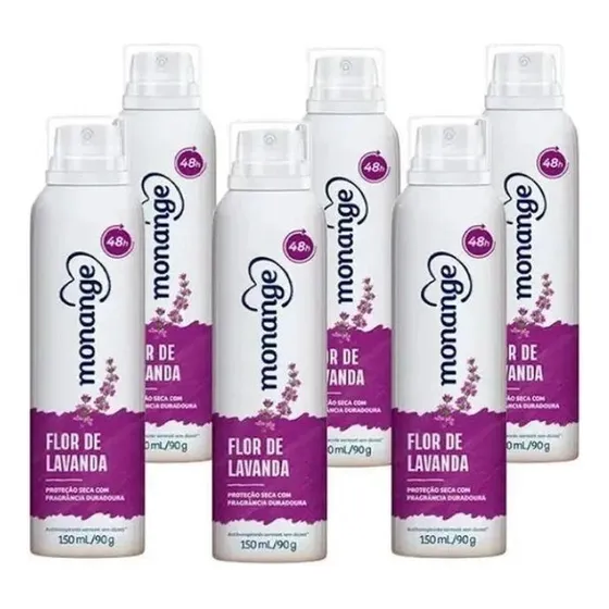 Kit 6 Desodorante Monange Flor De Lavanda - 150ml Cada
