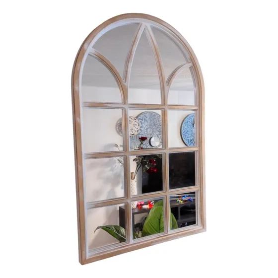 Espejo Forma Ventana Blanco/ Dorado Envejecido 51 X79 Cm