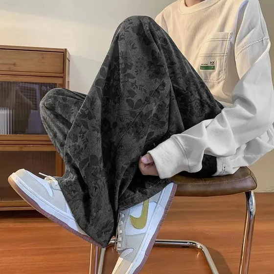 Pantalones Rectos De Pana De Pierna Ancha Para Hombre