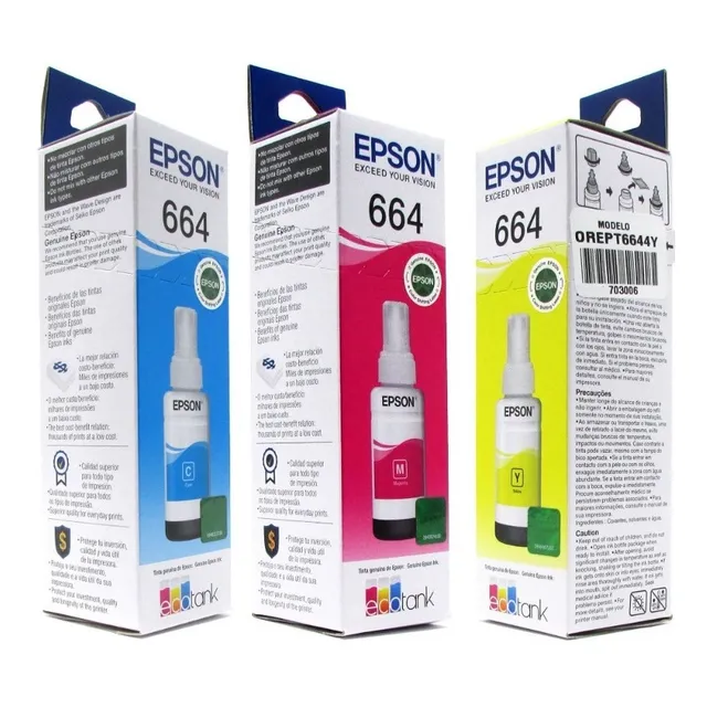 Kit 3 Botellas Tinta Epson T664 Colores L110 L200 Ecotank 