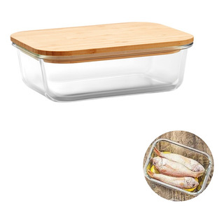 Contenedor Hermético De Vidrio Con Tapa De Bambú 1400 Ml Contenedor Hermético De Vidrio Con Tapa De Bambú 1400 Ml