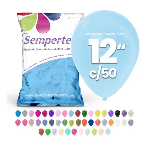 Globos Sempertex #12 C/50 Fashion Pastel Elige Color Sem1x1 Color Azul Pastel Mate